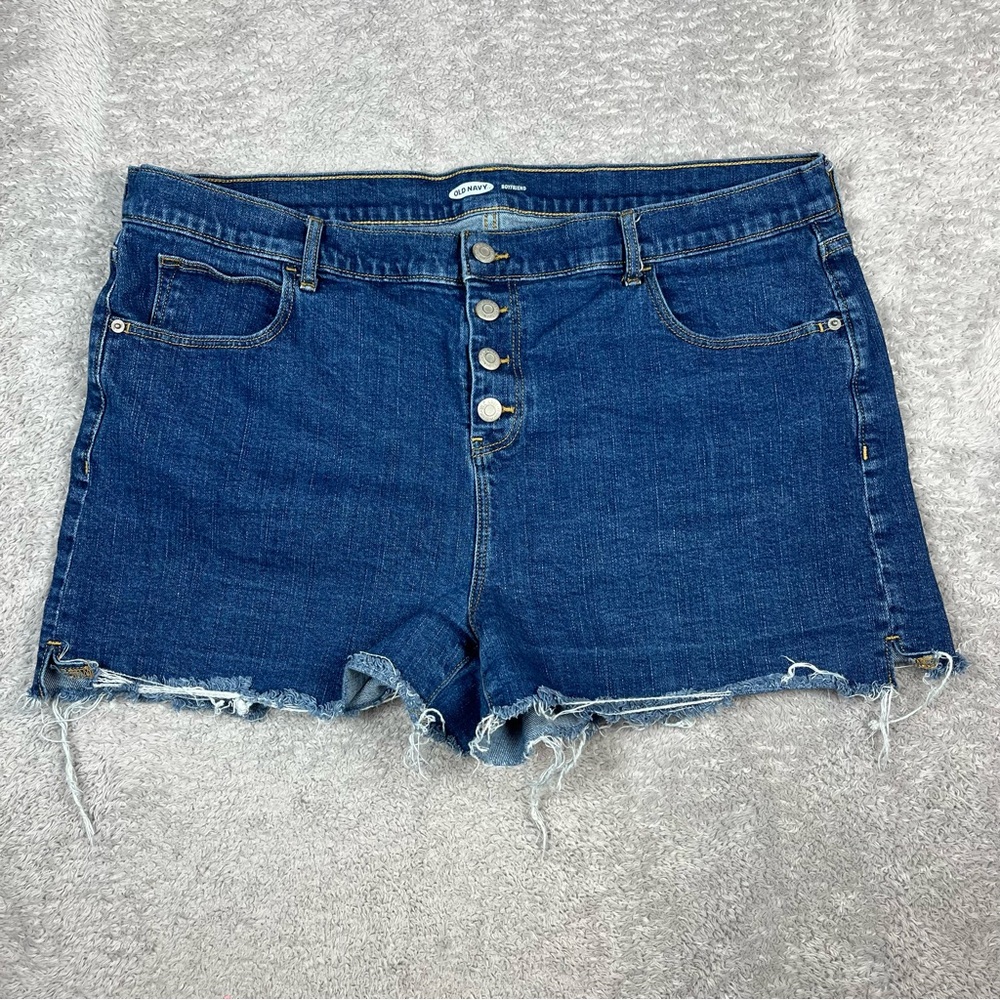 Old Navy Boyfriend Cut Off Jean Shorts Button Fly Dark Wash Women’s Size 18‎